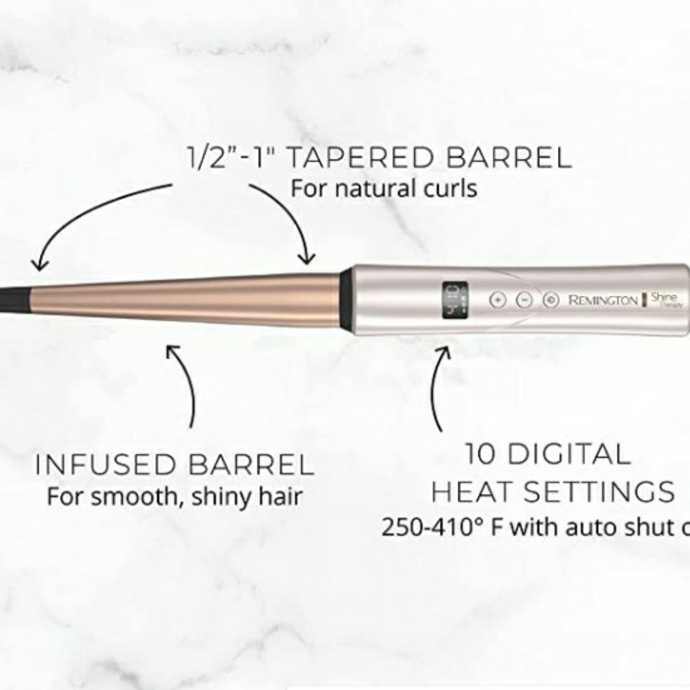 Remington Shine Series 1/2"-1" Tapered Curling Wand - Rose Gold/White